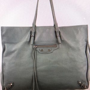SOLD: Balenciaga papier zip tote light blue